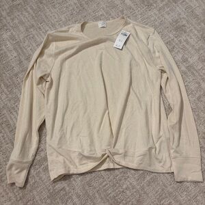 Abercrombie girls long sleeve twist front cream tee top brand NEW
